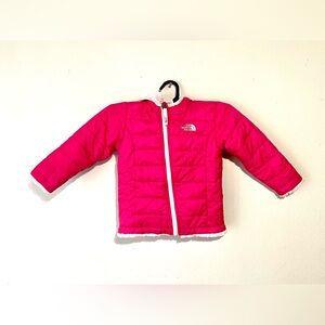North Face Girls 18-24 M Pink Puffer Fleece Jacket Infant Baby Coat Reversible